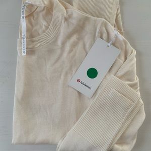 NWT Lululemon Still At Ease Pullover Sweater open back Size 10 Ivory Angel Wing